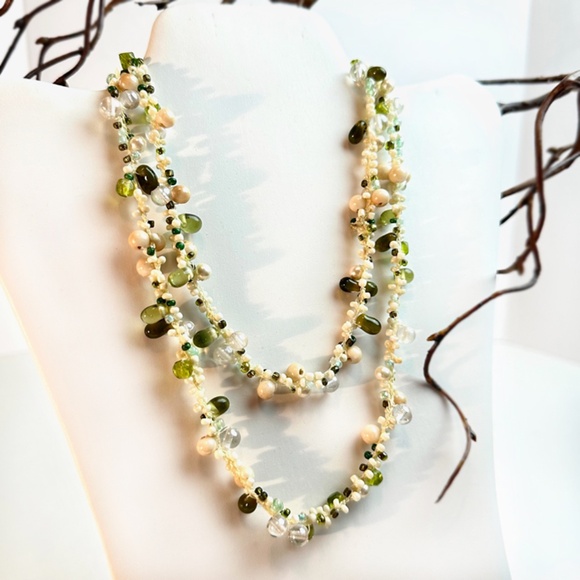 Saks 5th Ave Necklace Water Pearls & Semi Precious Stones - Picture 2 of 7